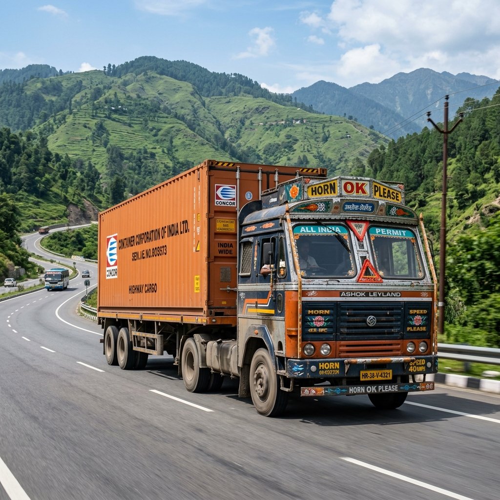 First Vision Cargo Truck on Indian Highway
